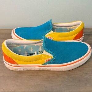 Vans x The Simpsons Men’s Slip On Bart Skater Shoes Size 7.5 Blue Orange Yellow